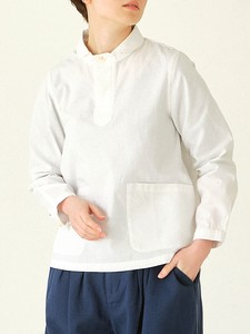 丸襟プルオーバーシャツ　綿オックス　4色展開　M L LL 3L  《定番商品》《大きいサイズ》