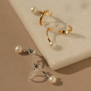 Pierced Earrings Resin Post Rhinestone Pearl Earrings Back Jewelry Made in Japan