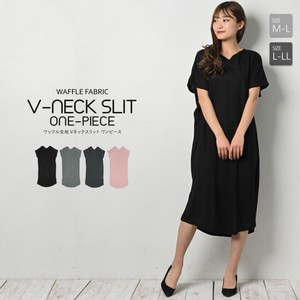 Casual Dress Absorbent Slit Quick-Drying V-Neck