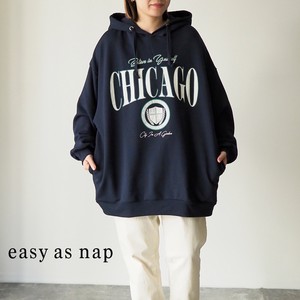 CHICAGOプリントオーバーサイズプルパーカー【easy as nap】(2023年新作）