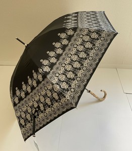 一級遮光　晴雨兼用　大寸長傘　レースプリント　ジャンプ傘