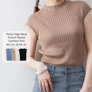 Sweater/Knitwear Knitted High-Neck French Sleeve Ladies