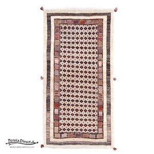 ギャッベ　ペルシャ　イラン　オーガニックウール　絨毯　ラグサイズM（約150×200cm）　G599　113×222cm