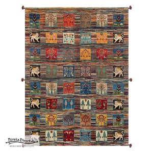 ギャッベ　ペルシャ　イラン　オーガニックウール　絨毯　ラグサイズM（約150×200cm）　G956　148×200cm