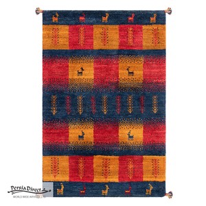 ギャッベ ペルシャ イラン オーガニックウール 絨毯 ラグ 玄関マットLL（約75×120cm）G1013　78×126cm
