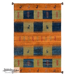 ギャッベ ペルシャ イラン オーガニックウール 絨毯 ラグ 玄関マットLL（約75×120cm）G1015　82×122cm
