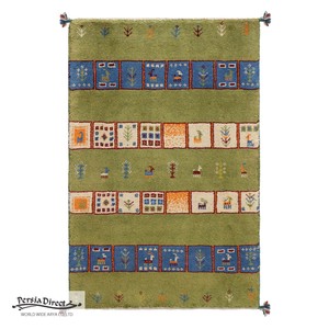 ギャッベ ペルシャ イラン オーガニックウール 絨毯 ラグ 玄関マットLL（約75×120cm）G1017　80×122cm