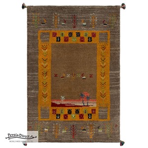 ギャッベ ペルシャ イラン オーガニックウール 絨毯 ラグ 玄関マットLL（約75×120cm）G1034　81×120cm