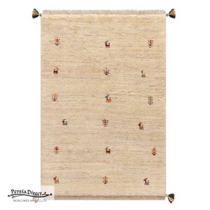 ギャッベ ペルシャ イラン オーガニックウール 絨毯 ラグ 玄関マットLL（約75×120cm）G1076　85×123cm