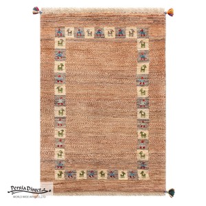 ギャッベ ペルシャ イラン オーガニックウール 絨毯 ラグ 玄関マットLL（約75×120cm）G1081　83×119cm