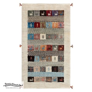 ギャッベ ペルシャ イラン オーガニックウール 絨毯 ラグ 玄関マットLL（約75×120cm）G436　84×149cm