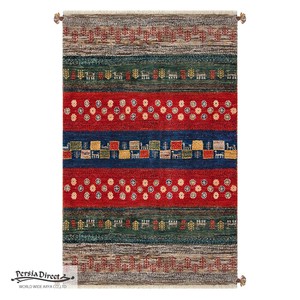 ギャッベ ペルシャ イラン オーガニックウール 絨毯 ラグ 玄関マットLL（約75×120cm）G247　83×126cm