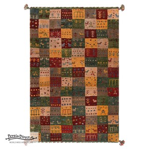 ギャッベ ペルシャ イラン オーガニックウール 絨毯 ラグ 玄関マットLL（約75×120cm）G208　81×121cm
