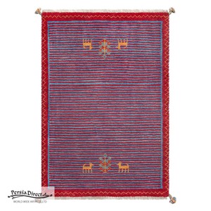 ギャッベ ペルシャ イラン オーガニックウール 絨毯 ラグ 玄関マットLL（約75×120cm）G336　89×129cm