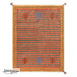 ギャッベ ペルシャ イラン オーガニックウール 絨毯 ラグ 玄関マットLL（約75×120cm）G330　95×122cm