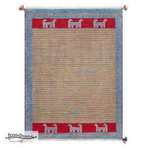 ギャッベ ペルシャ イラン オーガニックウール 絨毯 ラグ 玄関マットLL（約75×120cm）G328　90×121cm