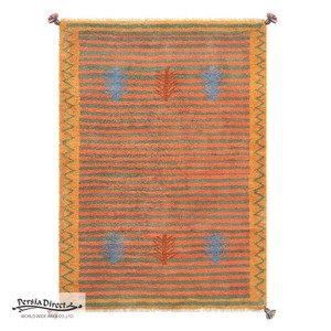 ギャッベ ペルシャ イラン オーガニックウール 絨毯 ラグ 玄関マットLL（約75×120cm）G260　89×124cm