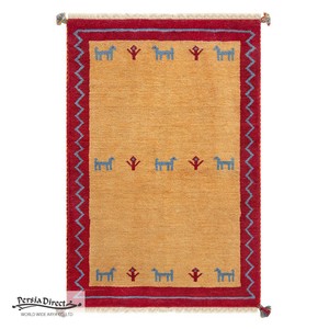 ギャッベ ペルシャ イラン オーガニックウール 絨毯 ラグ 玄関マットLL（約75×120cm）G258　83×123cm