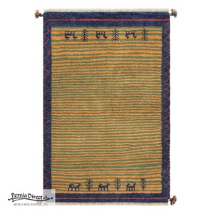 ギャッベ ペルシャ イラン オーガニックウール 絨毯 ラグ 玄関マットLL（約75×120cm）G245　80×121cm