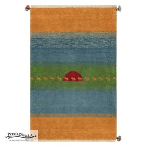 ギャッベ ペルシャ イラン オーガニックウール 絨毯 ラグ 玄関マットLL（約75×120cm）G199　78×122cm