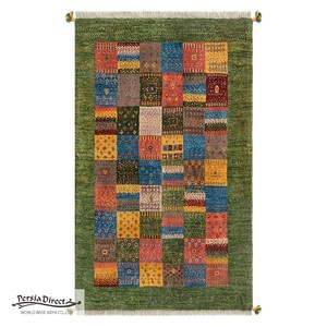 ギャッベ ペルシャ イラン オーガニックウール 絨毯 ラグ 玄関マットLL（約75×120cm）G201　83×132cm