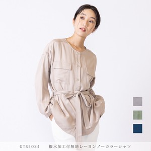 Button Shirt/Blouse Collarless Water-Repellent Rayon