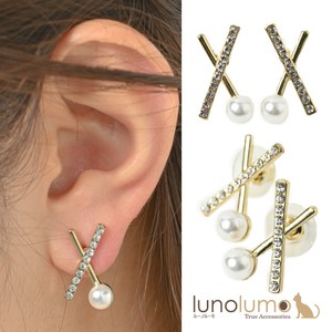 Pierced Earringss Pearl sliver Rhinestone Ladies