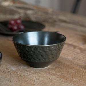 Mino ware Rice Bowl Flower black M Western Tableware Made in Japan