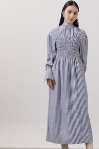 Casual Dress Stripe Shirring One-piece Dress