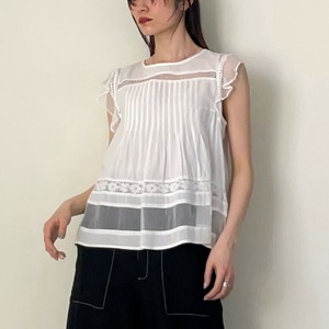 Button-Up Shirt/Blouse Frilly Sleeveless