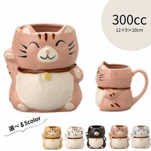 Mino ware Mug Beckoning Cat Pink Pottery Made in Japan