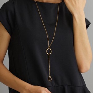 Pearls/Moon Stone Gold Chain Necklace Pendant Long Jewelry Made in Japan