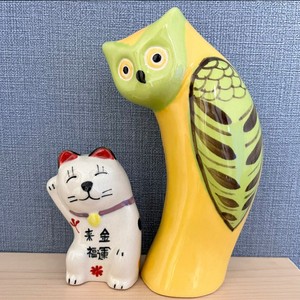 【ふくろう】招き猫と福【オブジェ・置物】
