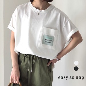 胸ポケットボックスプリント半袖Tシャツ【easy as nap】