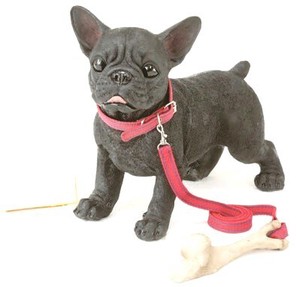 【エイチツーオー】ドアストッパー犬　フレンチブルドック黒
