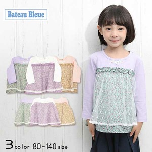 Kids' 3/4 Sleeve T-shirt Floral Pattern Switching