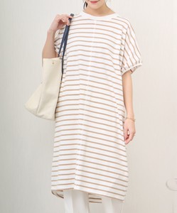 Casual Dress Cotton One-piece Dress Border Switching Cool Touch