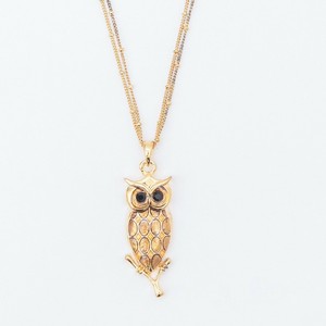 Plain Gold Chain Necklace Owl Ladies SWAROVSKI
