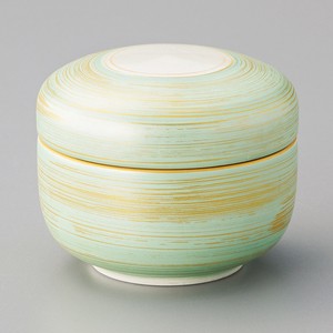 【強化食器】むし碗・土瓶むし 緑金彩夏目型蒸し碗  8.6×7.1cm