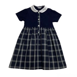 Kids' Casual Dress Plaid One-piece Dress M Switching Made in Japan