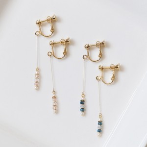 Clip-On Earrings Gold Post Pearl Buttons