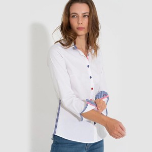 Button-Up Shirt/Blouse Cotton 7/10 length