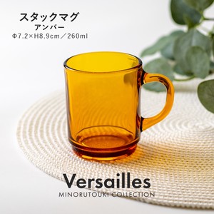 【Versailles(ベルサイユ)】スタックマグ（260ml）アンバー［フランス製 強化ガラス 洋食器］