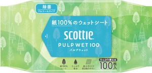 スコッティ　ウェットティシュー　除菌アルコール　PULP　WET　100 【 ウェットティッシュ 】