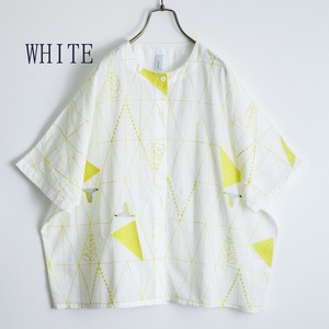 Button-Up Shirt/Blouse Dolman Sleeve Patterned All Over Embroidered