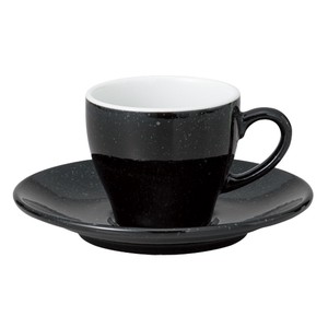 【ロゴ/名入れ】コーヒー カップ&ソーサー 黒[日本製/美濃焼/洋食器/業務用]