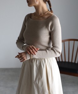 Sweater/Knitwear Pullover Square Neck Ribbed Knit