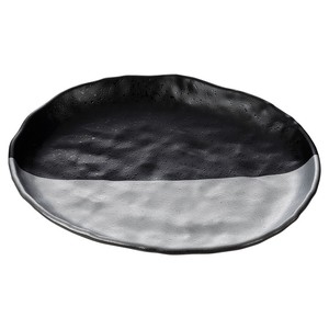 エシカルコレクション[シェルミン]208楕円皿 黒銀塗分け/トレー/プレート/日本製/黒