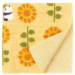 【濱文様】　和たおるセミウォッシュ　向日葵とパンダ　(日本製)　　【夏の人気者】