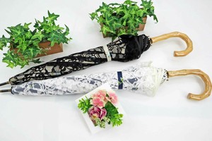 裏花レース二重張りパラソル　サクラ骨仕様